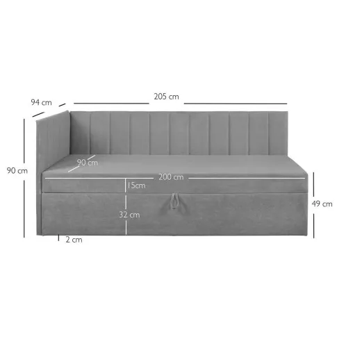 Wymiary tapczanu szarego Favero