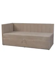 Beżowy tapicerowany tapczan z pojemnikiem - Topeo w sklepie Edinos.pl