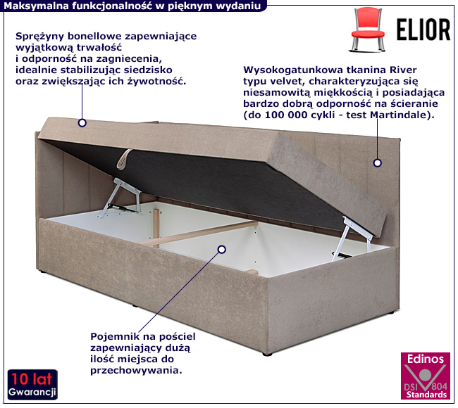 Beżowe łóżko jednoosobowe Topeo