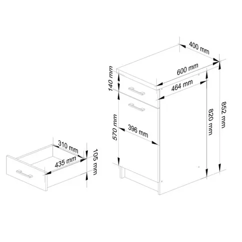 Wymiary szafki kuchennej Cortez 3X