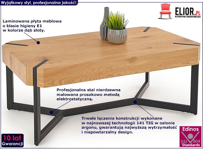 Industrialna ława loftowa dąb złoty Vilia