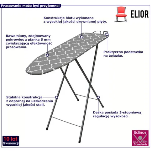 Fotografia Deska do prasowania z regulacją wysokości - Lili z kategorii Pranie i sprzątanie