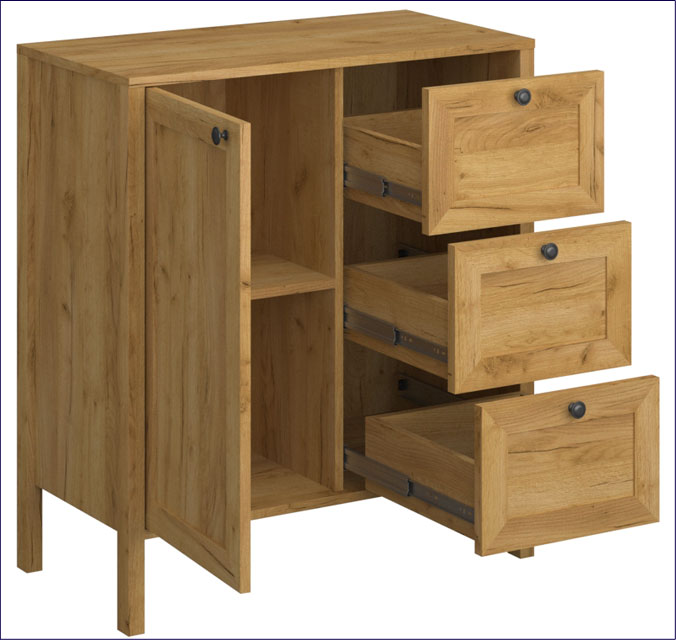 Komoda z 3 szufladami dąb craft złoty Narnia 4X