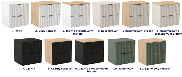 Wisząca szafka z blatem pod umywalkę kaszmirowy+orzech Oxel 3X