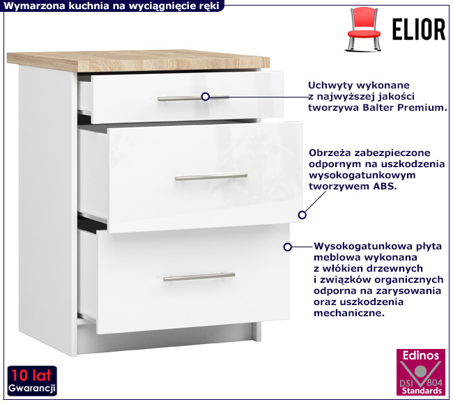 Dolna szafka kuchenna Poli 6X biały połysk