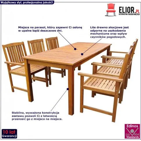 Fotografia Zestaw drewnianych mebli ogrodowych - Elys 4X z kategorii Stoły, krzesła, ławki