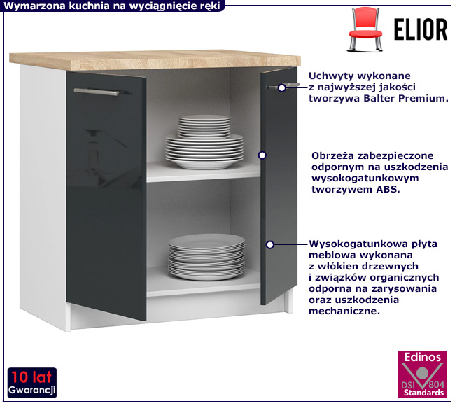 Dolna szafka kuchenna Poli 7X grafit połysk