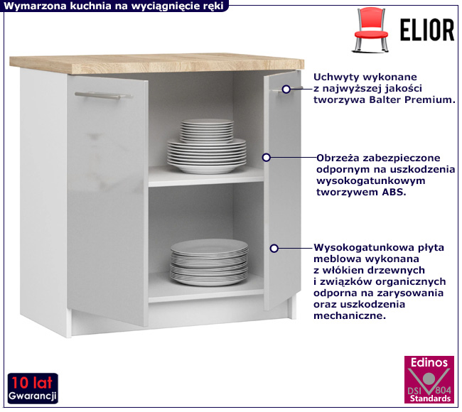 Dolna szafka kuchenna Poli 7X szary połysk
