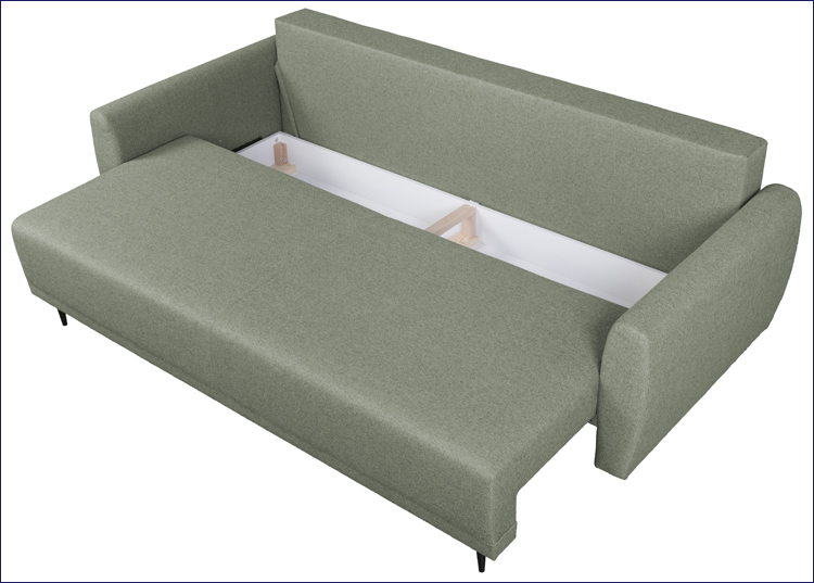 zielona sofa z pojemnikiem Hazen