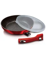 Czerwona patelnia granitowa z odpinaną rączką 28cm - Vineri 5X w sklepie Edinos.pl