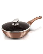 Złota patelnia ze szklaną pokrywą 28cm - Swerik 3X w sklepie Edinos.pl