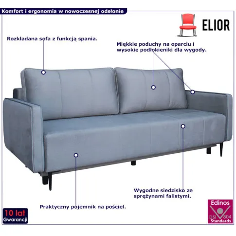 rozkładana sofa Eugene szara