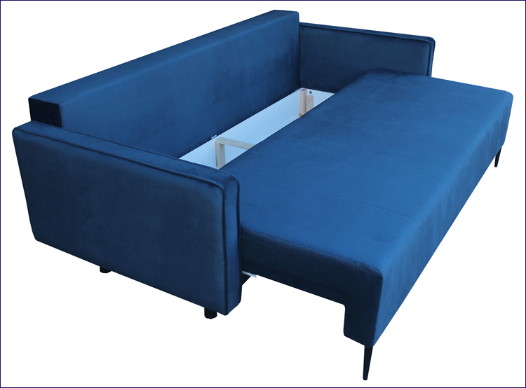 niebieska sofa z pojemnikiem Eugene