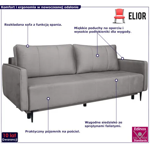sofa z funkcją spania Eugene stalowa