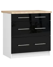 Czarna szafka kuchenna z szufladami 80 cm - Cortez 8X w sklepie Edinos.pl