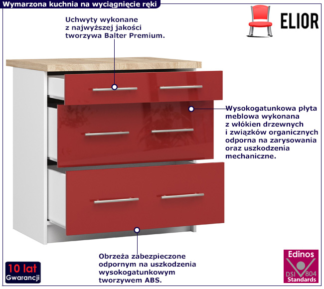 Dolna szafka kuchenna Cortez 9X czerwony