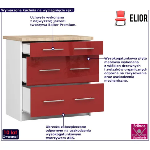 Szafka do kuchni w kolorze czerwonym Cortez 8X