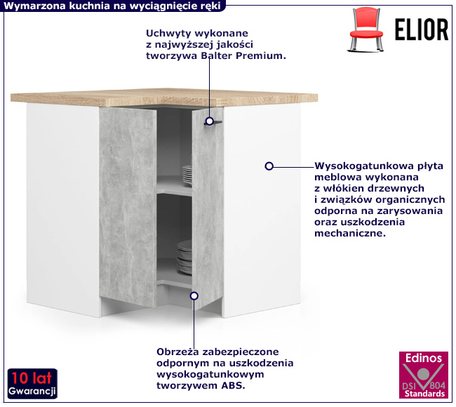Dolna szafka kuchenna Poli 9X szary beton