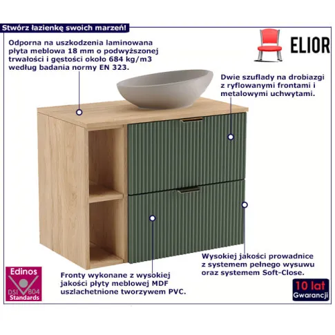 Ryflowana szafka pod umywalkę nablatową Oxel 5X