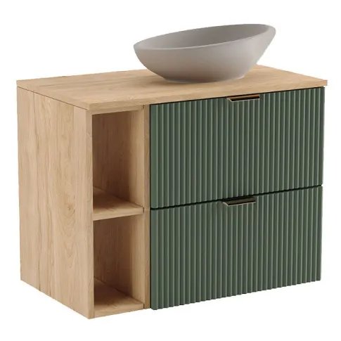 Szałwiowo-orzechowa szafka podumywalkowa wisząca Oxel 5X