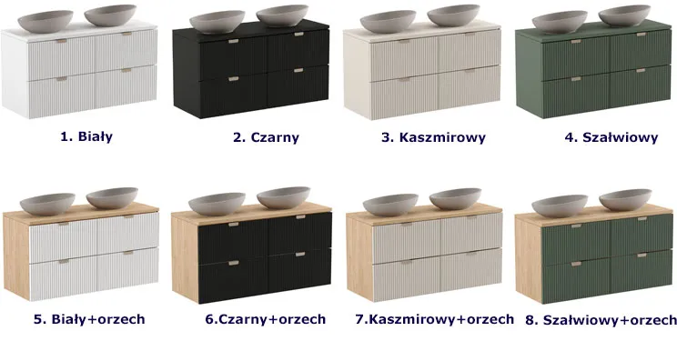 Kaszmirowa nowoczesna wisząca szafka pod umywalkę nablatową 120 cm Enda 6X