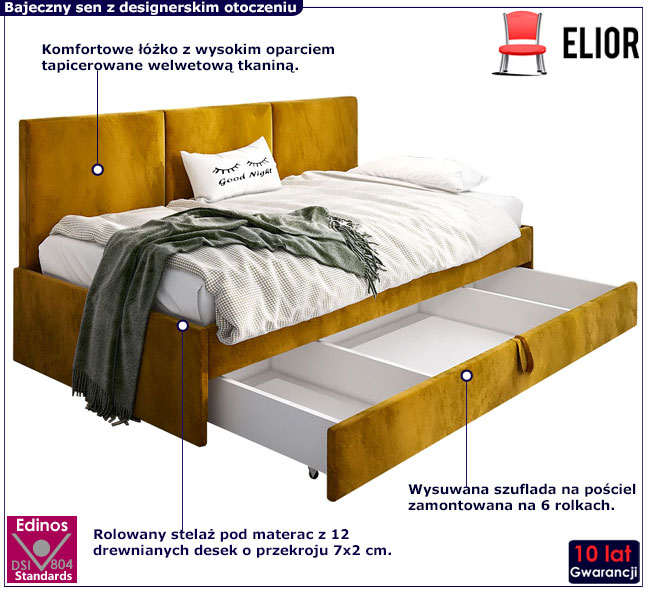 musztardowy tapczan z oparciem Huzox 6X