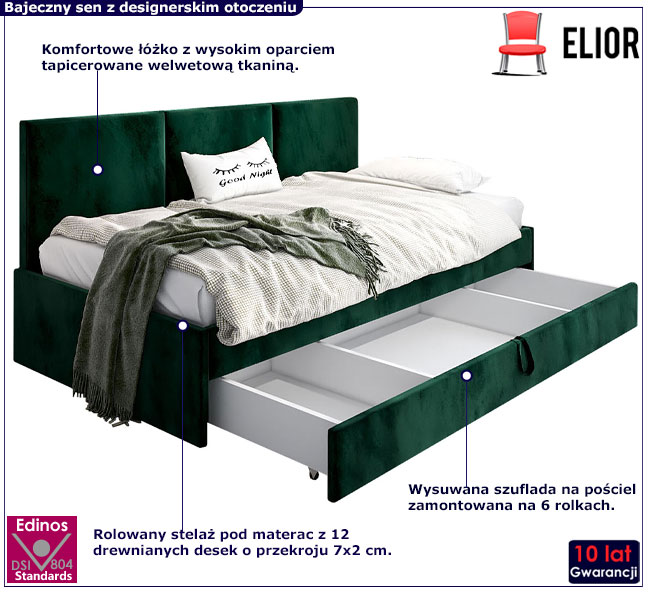 zielony tapczan z oparciem Huzox 6X