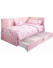 Różowy tapczan dziecięcy z szufladą Huzox 7X - 4 rozmiary w sklepie Edinos.pl