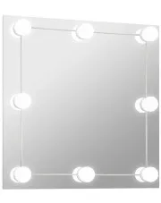 Kwadratowe ścienne lustro z oświetleniem LED 60x60 cm - Ollos 6X w sklepie Edinos.pl