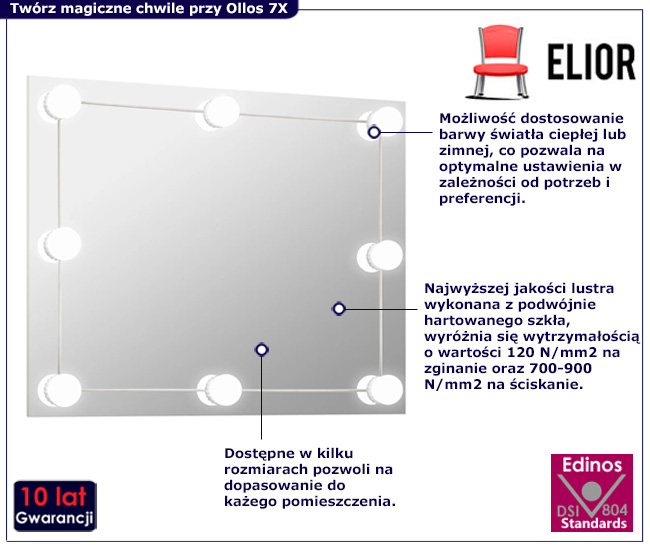 Wiszące lustro scienne Ollos 7X