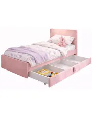 Różowe welwetowe łóżko dziewczęce Huzox 8X - 4 rozmiary w sklepie Edinos.pl
