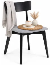 Drewniane czarne krzesło tapicerowane - Tedoli w sklepie Edinos.pl