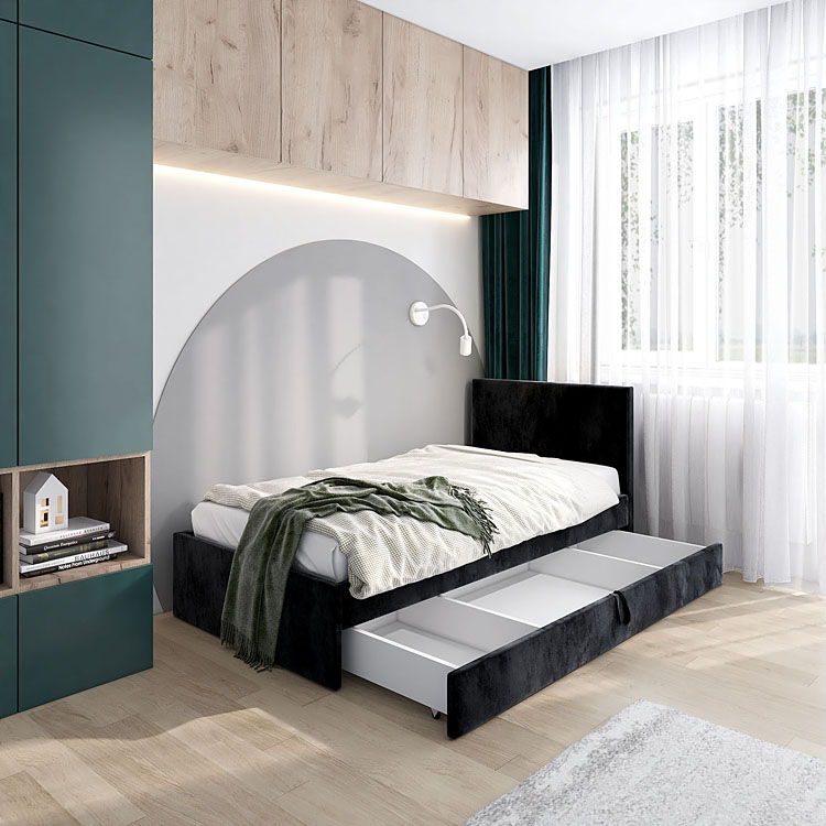 aranżacja z czarnym łóżkiem młodzieżowym Sorento 8X