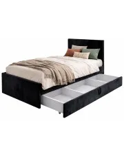 Czarne łóżko welwetowe z pojemnikiem na pościel Huzox 8X - 4 rozmiary w sklepie Edinos.pl