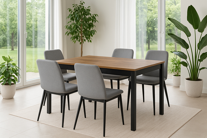 nowoczesny stol rozkladany dab brazowy i czarny Rali