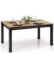 Rozkładany stół industrialny prostokątny dąb artisan + czarny - Rali w sklepie Edinos.pl