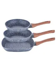 Komplet 3 aluminiowych patelni z powłoką granitową - Jurtex 5X w sklepie Edinos.pl