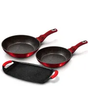 3 aluminiowe patelnie z powłoką granitową - Ruveri 7X w sklepie Edinos.pl