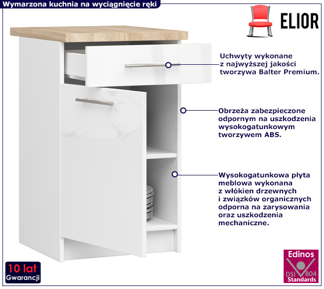 Dolna szafka kuchenna Poli 9X biały połysk