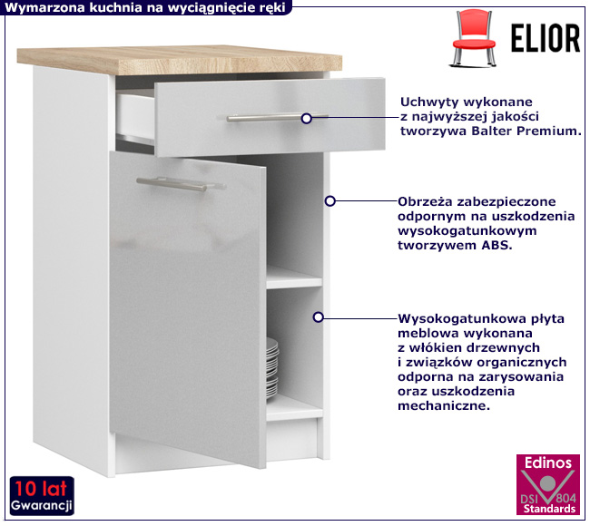 Dolna szafka kuchenna Cortez 9X szary połysk