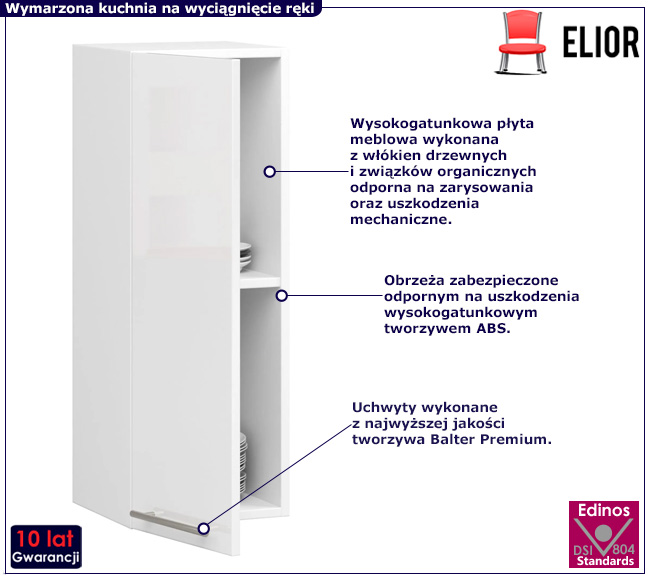 Górna szafka kuchenna Cortez 9X biały połysk