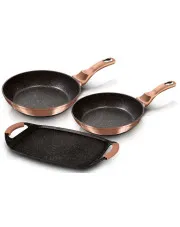 Komplet 3 złotych aluminiowych patelni - Flesil 5X w sklepie Edinos.pl