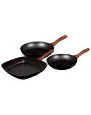 Komplet 3 aluminiowych czarnych patelni - Ospox 5X w sklepie Edinos.pl
