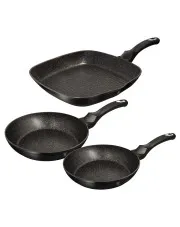 3 sztuki czarnych aluminiowych patelni - Ospox 7X w sklepie Edinos.pl