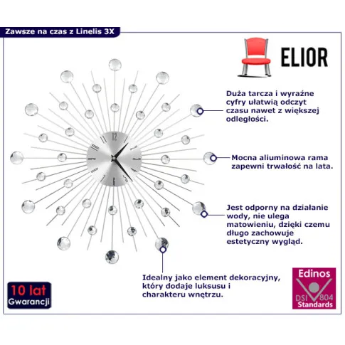 zegar na ścianę do salonu Linelis 3X