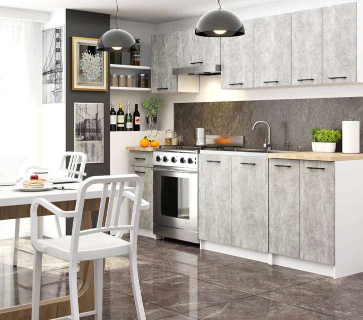 Wizualizacja wnętrza z kolekcją Cortez beton