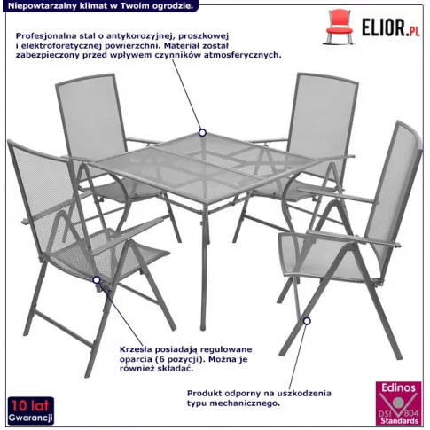 Zestaw metalowych mebli ogrodowych Skyler 2X infografika