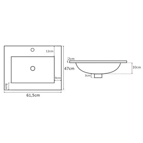 Rozmiar umywalki Oxel 8X