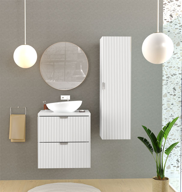 Biały słupek ścienny łazienkowy Enda 9X