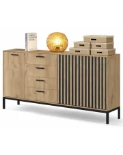 Komoda na metalowych nóżkach z lamelami - Enida 3X w sklepie Edinos.pl